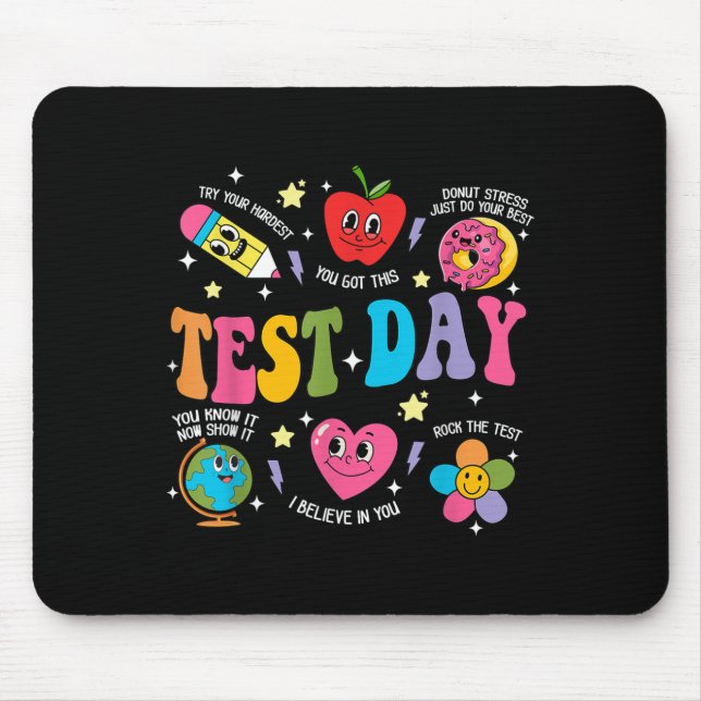 Test Day Rock The Test Testing Day Motivational Te Mouse Mat (Front)