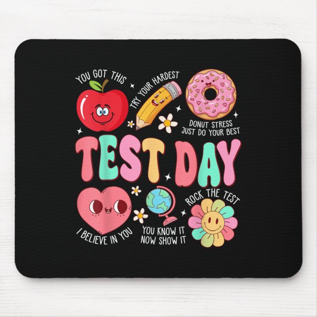 Test Day Rock The Test Testing Day Motivational Te Mouse Mat (Front)