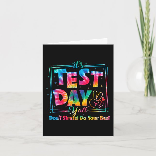 Test Day Y'all Tie Dye Funny Testing Day Teacher S Card (Front)