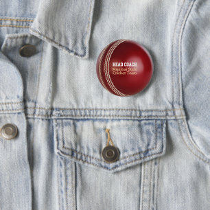 Test Match Red Cricket Ball with Custom Text 6 Cm Round Badge