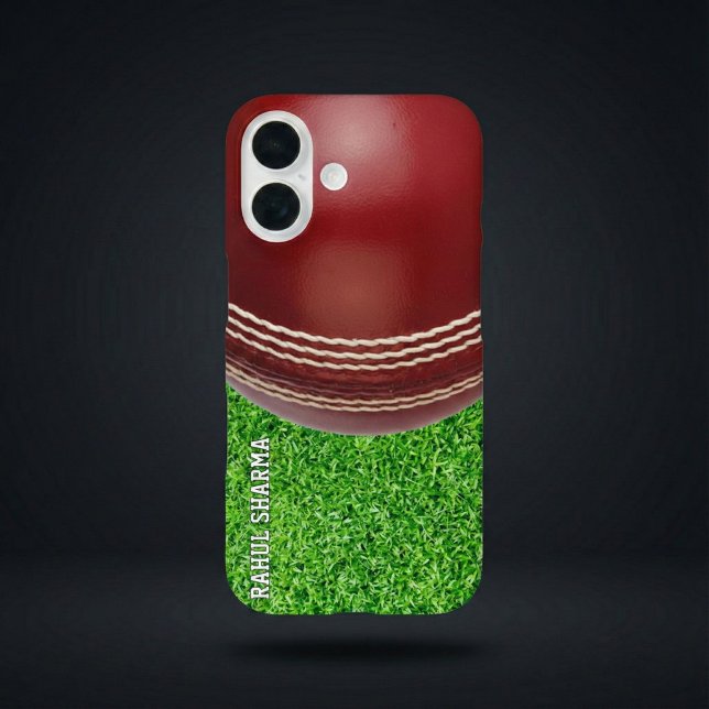 Test Match Red Cricket Ball with Custom Text Case-Mate iPhone Case (Creator Uploaded)