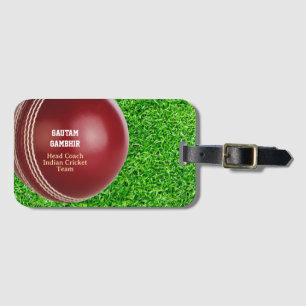 Test Match Red Cricket Ball with Custom Text Luggage Tag