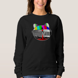 Test Pattern Cat Vintage Retro 80s 90s Television Sweatshirt