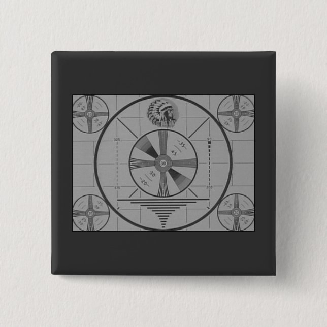 Test Pattern novelty (Indian head) 15 Cm Square Badge (Front)