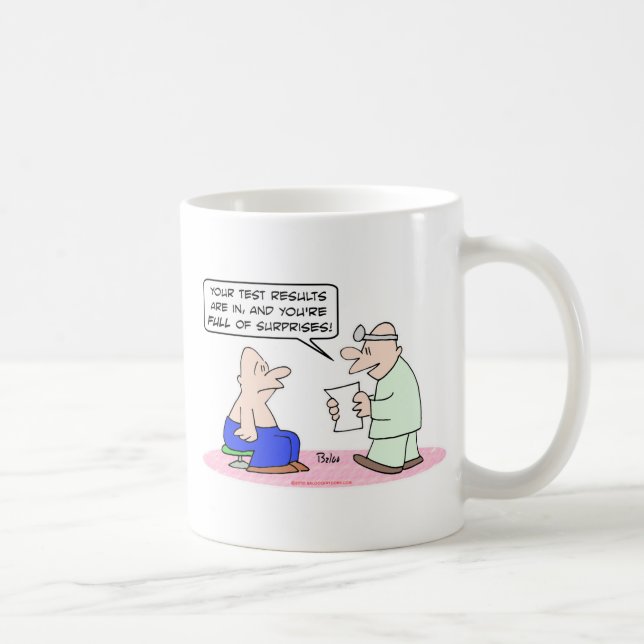 test results full surprises doctor patient coffee mug (Right)