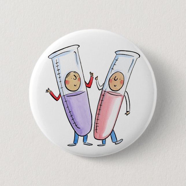 Test Tubes 6 Cm Round Badge (Front)