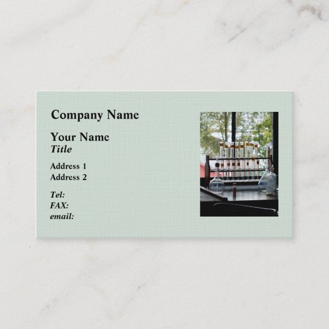 Test Tubes by Window Business Card (Front)