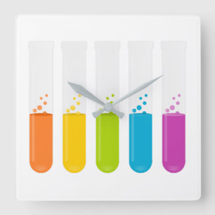 Test tubes square wall clock