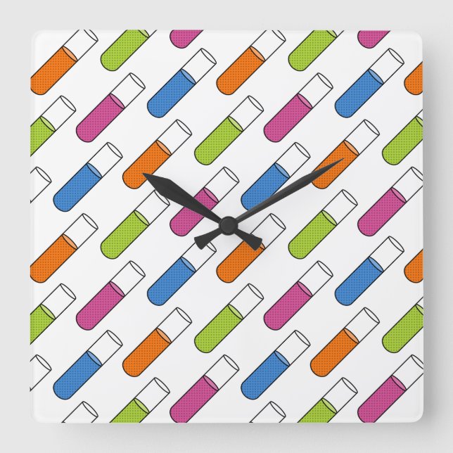 Test Tubes Square Wall Clock (Front)