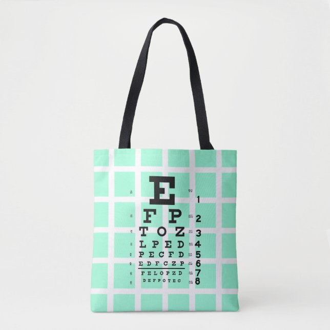 Test Your Eyes: Retro Eye Chart & Optical Illusion Tote Bag (Front)