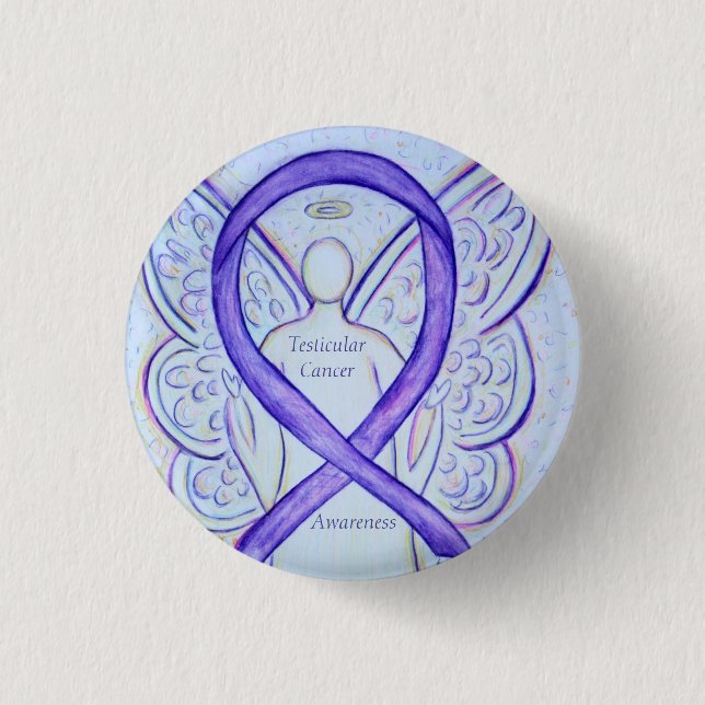 Testicular Cancer Angel Awareness Ribbon Pin (Front)