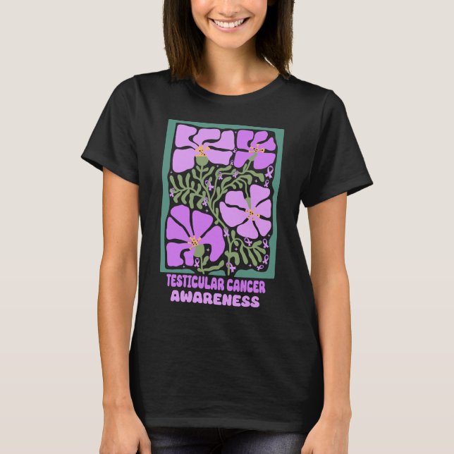 Testicular Cancer Awareness Boho Orchid Flower T-Shirt (Front)