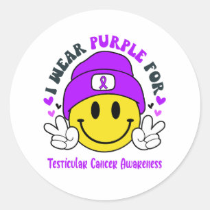 Testicular Cancer Awareness Ribbon Support Gifts Classic Round Sticker
