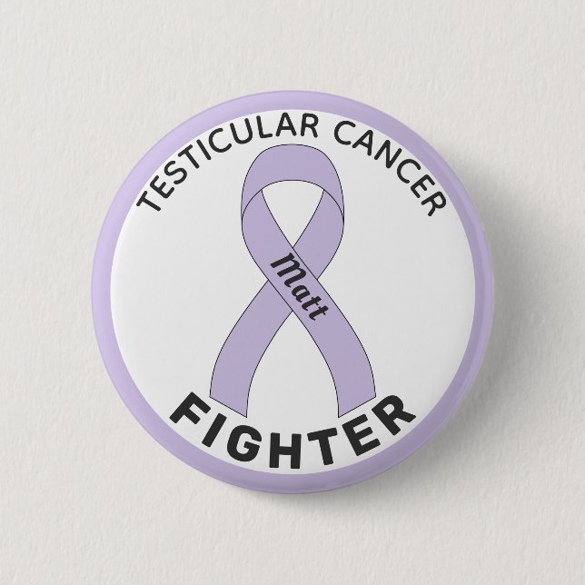 Testicular Cancer Fighter Ribbon White Button (Front)