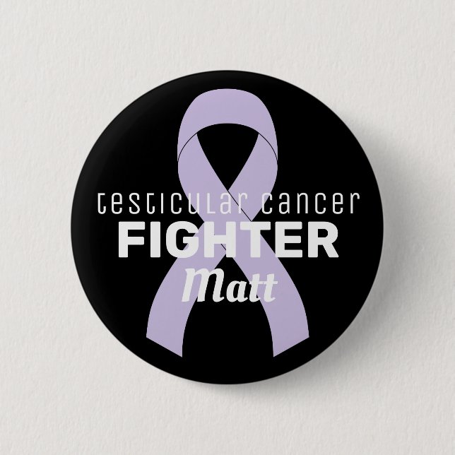 Testicular Cancer Ribbon Black Button (Front)