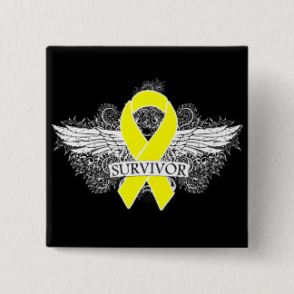Testicular Cancer Winged SURVIVOR Ribbon 15 Cm Square Badge
