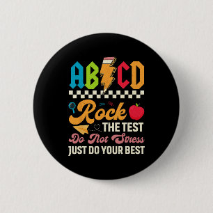 Testing Abcd Rock The Test Day Teachers Students 6 Cm Round Badge