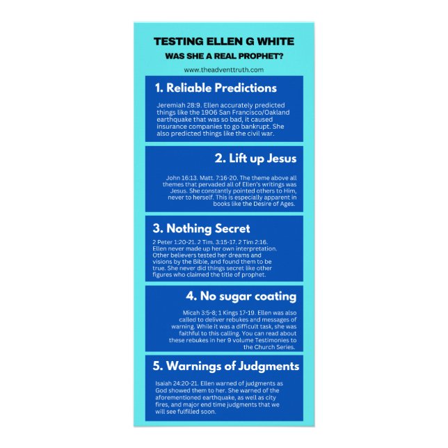 Testing Ellen G. White Rack Card (Front)