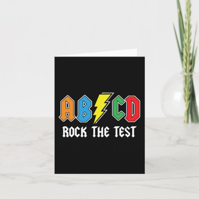 Testing Retro Abcd Rock The Test Day Funny School  Card (Front)