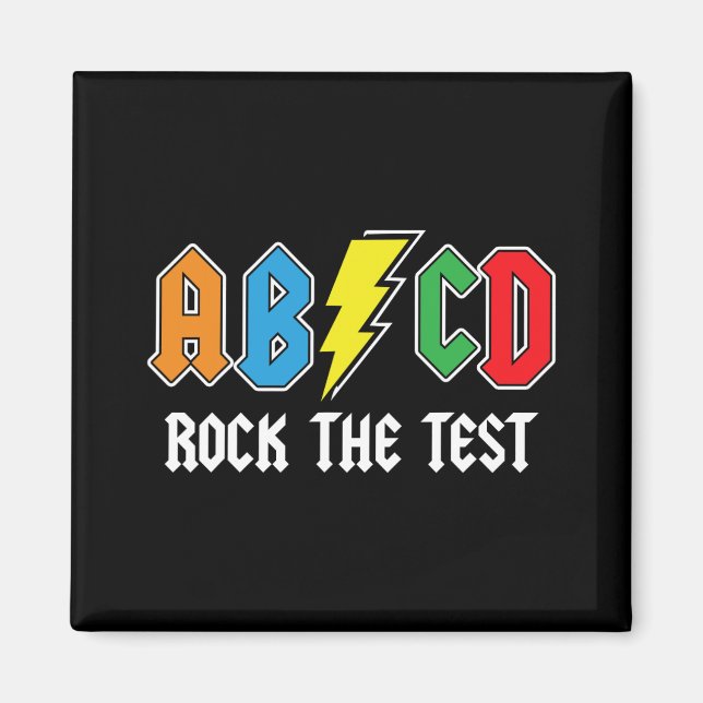 Testing Retro Abcd Rock The Test Day Funny School  Magnet (Front)