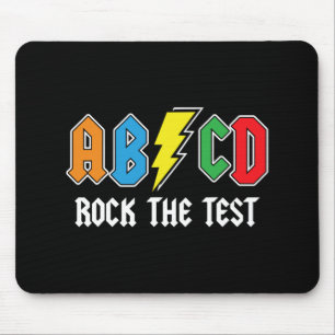 Testing Retro Abcd Rock The Test Day Funny School Mouse Mat