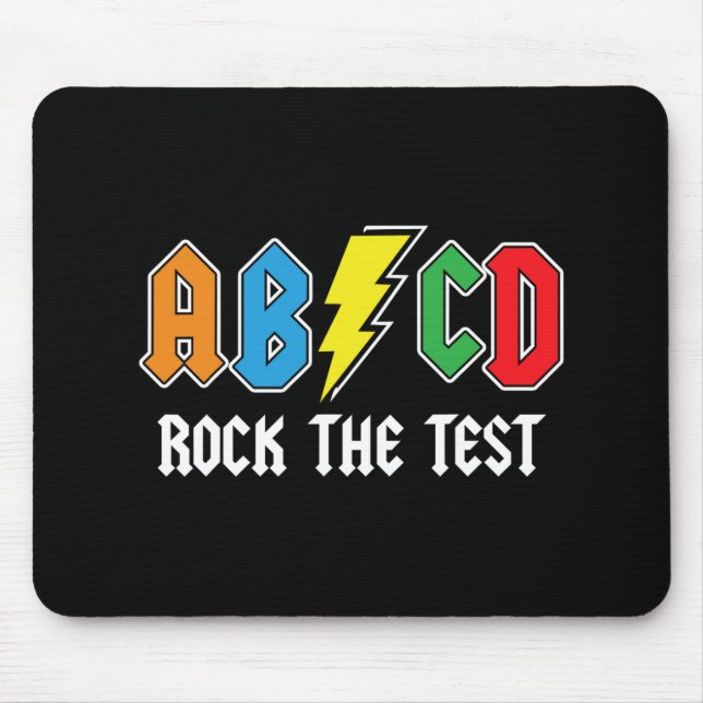 Testing Retro Abcd Rock The Test Day Funny School  Mouse Mat (Front)