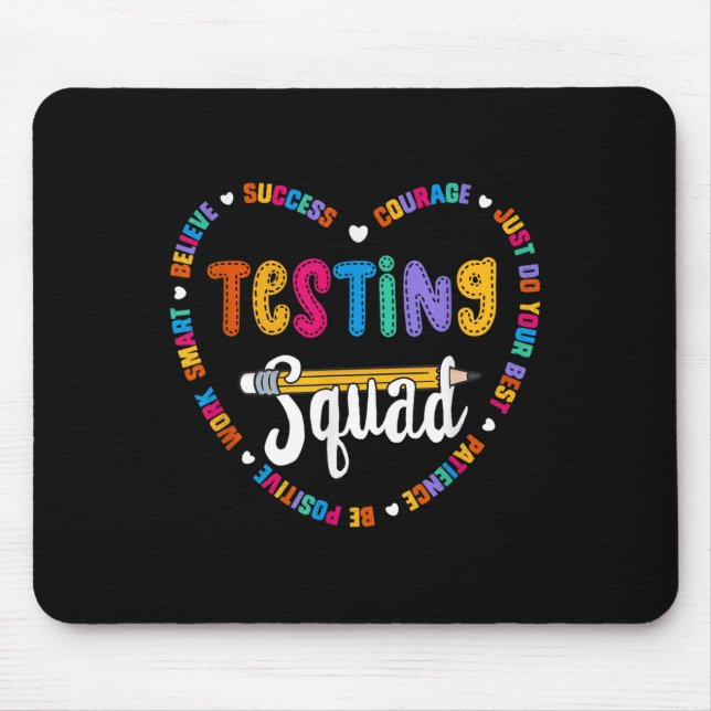 Testing Squad Motivational Test Day Words Heart Te Mouse Mat (Front)