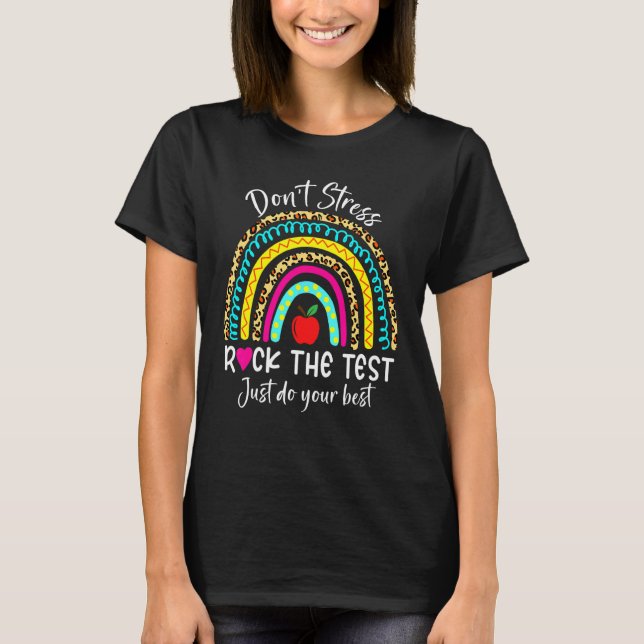 Testing Teacher Rock The Test Day  Rock T-Shirt (Front)
