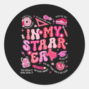 Testing Test Day In My Staar Era Motivational Boy Classic Round Sticker