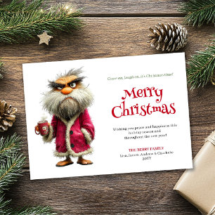 Testy Santa custom cartoon Christmas greeting card