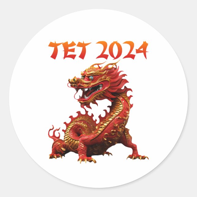 Tet 2024 Year of the Dragon Vietnamese New Year Classic Round Sticker (Front)