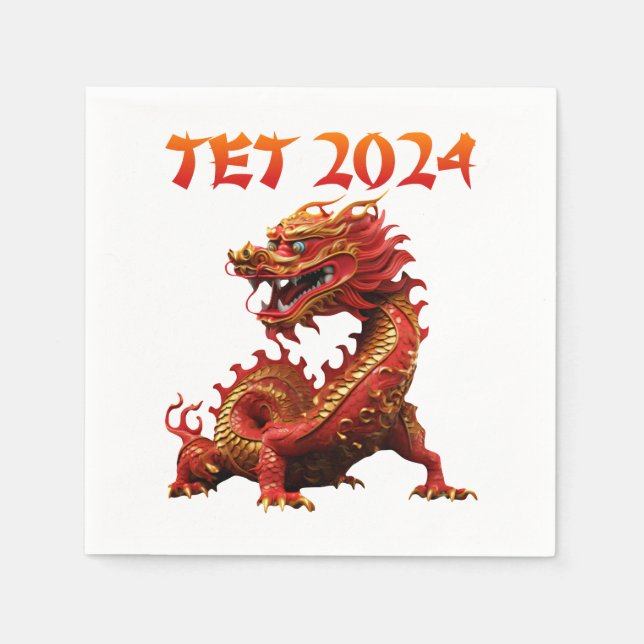 Tet 2024 Year of the Dragon Vietnamese New Year Napkin (Front)