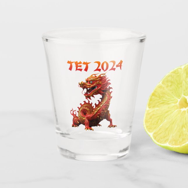 Tet 2024 Year of the Dragon Vietnamese New Year Shot Glass (Front)