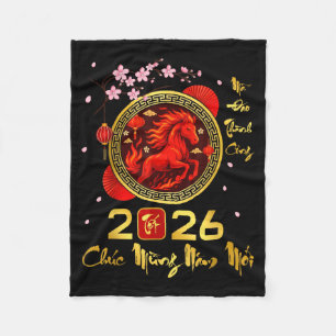 Tet 2026 Vietnamese Year Horse Lunar Chinese New Y Fleece Blanket