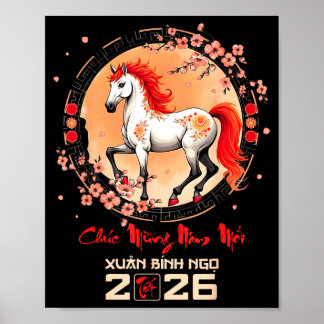 Tet 2026 Vietnamese Year Horse Zodiac Lunar Chines Poster