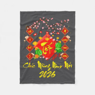 Tet 2026 Year Of The Horse Vietnamese Lunar New Ye Fleece Blanket