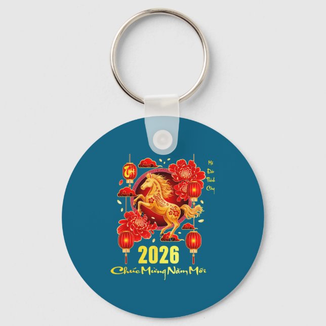 Tet 2026 Year Of The Horse Vietnamese Lunar New Ye Key Ring (Front)