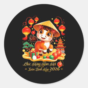 Tet Binh Ngo 2026 Vietnamese New Year Chuc Mung Na Classic Round Sticker