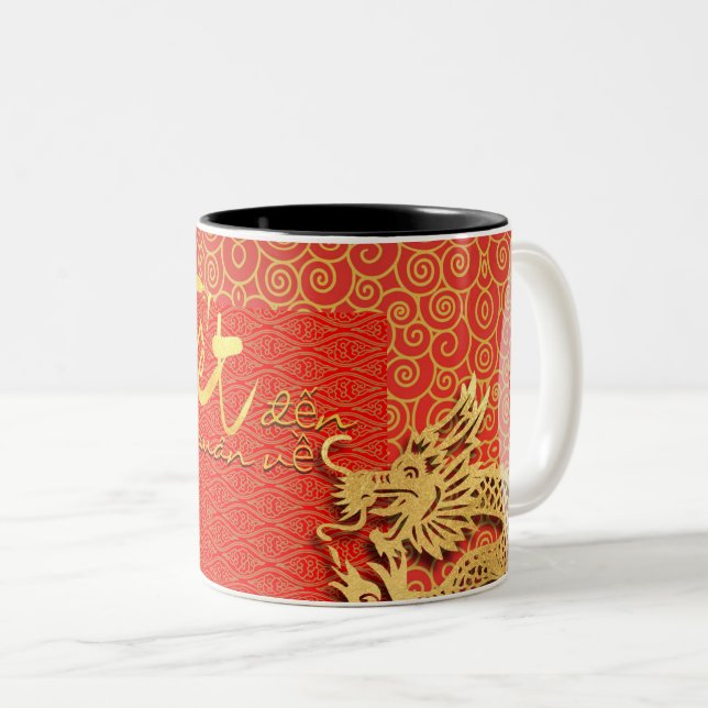 Tet comes Spring Vietnamese Dragon New Year  2TMug Two-Tone Coffee Mug (Front Right)