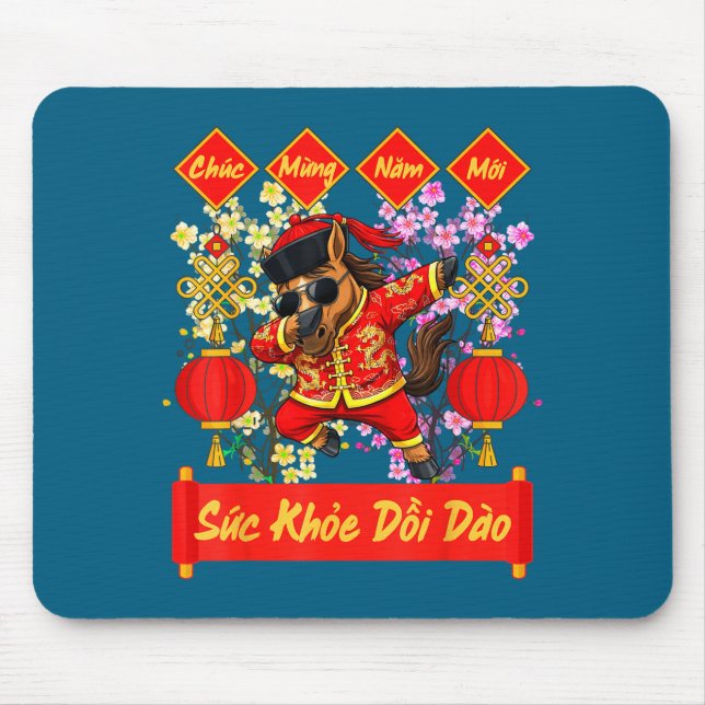 Tet Decoration 2026 Vietnamese Lunar New Year Hors Mouse Mat (Front)