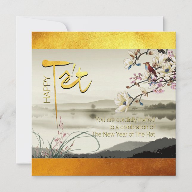 Tet Hoa Anh Dao Vietnamese New Year SFC Invitation (Front)