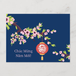 Tet New Year Dragon Hoa Dao Blossoms Postcard