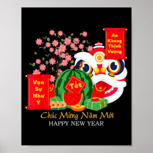 Tet Vietnamese Lunar New Year Calendar 2025 Happy  Poster