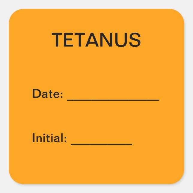 Tetanus Shot Chart Label (Front)