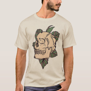 tete_de_mort_crane_feuille_old_school_tattoo_2009_ T-Shirt