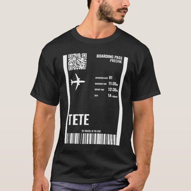 Tete Mozambique Boarding Pass Airline Ticket Trave T-Shirt (Front)