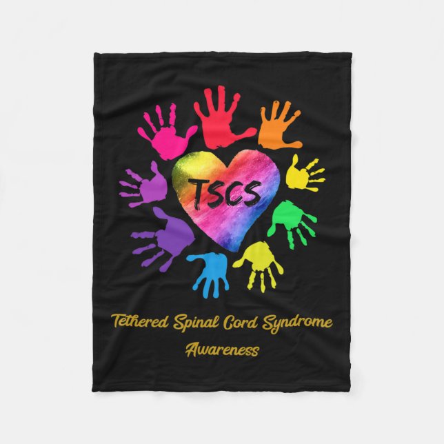 Tethered Spinal Cord Syndrome Awareness Hands Gift Fleece Blanket (Front)