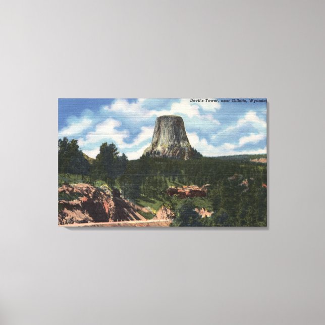 Teton National Park, WY - Devil's Tower near Canvas Print (Front)