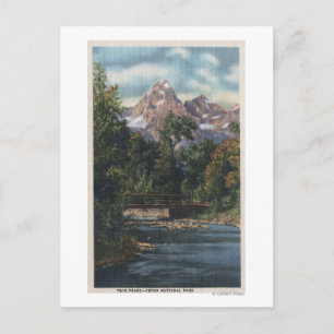 Teton National Park, WY - Twin Peaks View Postcard