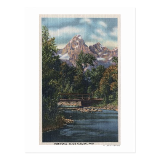 Teton National Park, WY - Twin Peaks View Postcard